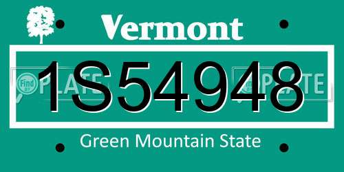 1S54948 Vermont License Plate