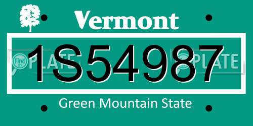 1S54987 Vermont License Plate