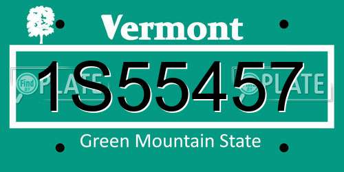 1S55457 Vermont License Plate