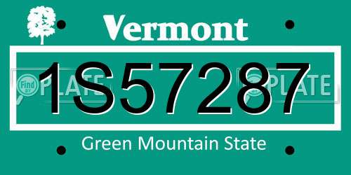 1S57287 Vermont License Plate