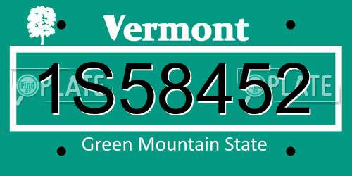 1S58452 Vermont License Plate