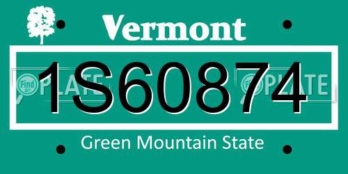 1S60874 Vermont License Plate