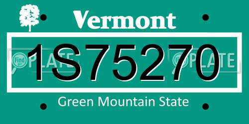 1S75270 Vermont License Plate