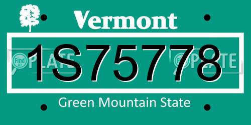 1S75778 Vermont License Plate