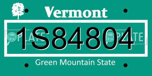 1S84804 Vermont License Plate