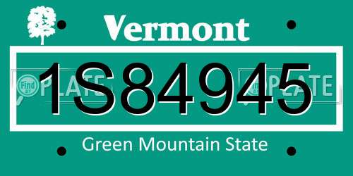 1S84945 Vermont License Plate