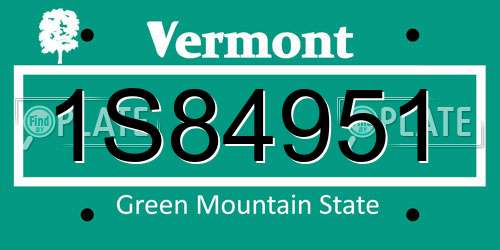 1S84951 Vermont License Plate
