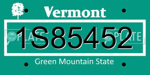 1S85452 Vermont License Plate