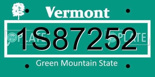 1S87252 Vermont License Plate
