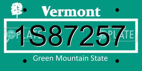 1S87257 Vermont License Plate