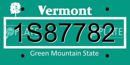 1S87782 Vermont License Plate