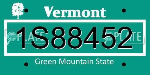 1S88452 Vermont License Plate
