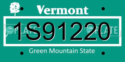 1S91220 Vermont License Plate