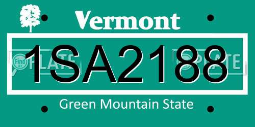 1SA2188 Vermont License Plate