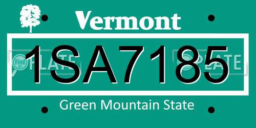1SA7185 Vermont License Plate