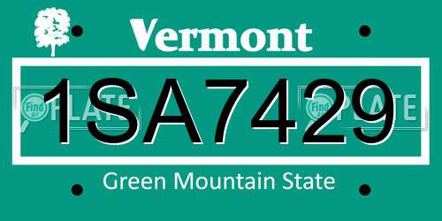 1SA7429 Vermont License Plate