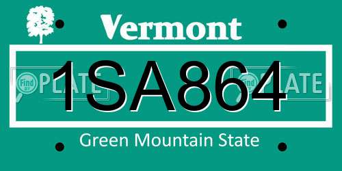 1SA864 Vermont License Plate