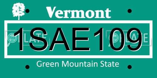 1SAE109 Vermont License Plate