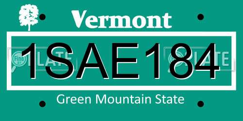 1SAE184 Vermont License Plate
