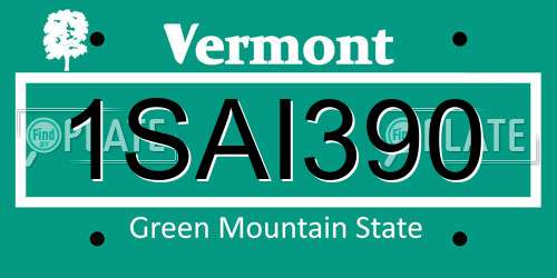 1SAI390 Vermont License Plate