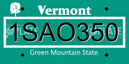 1SAO350 Vermont License Plate