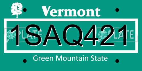 1SAQ421 Vermont License Plate
