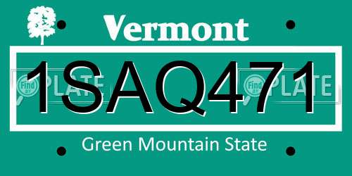 1SAQ471 Vermont License Plate