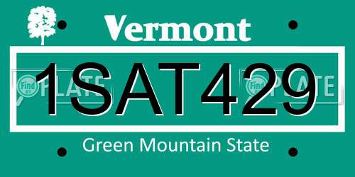 1SAT429 Vermont License Plate