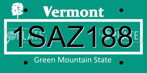1SAZ188 Vermont License Plate