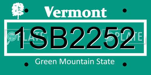1SB2252 Vermont License Plate