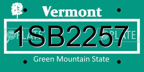 1SB2257 Vermont License Plate