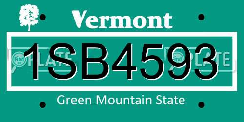 1SB4593 Vermont License Plate