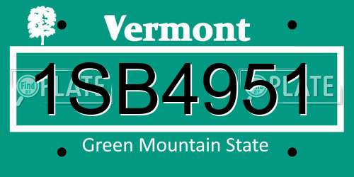 1SB4951 Vermont License Plate