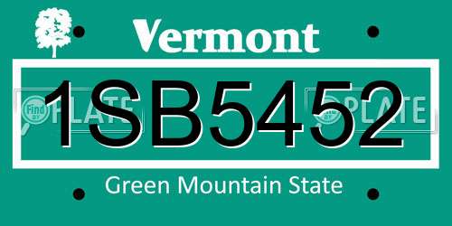 1SB5452 Vermont License Plate