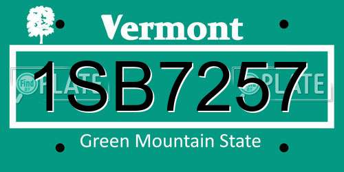 1SB7257 Vermont License Plate
