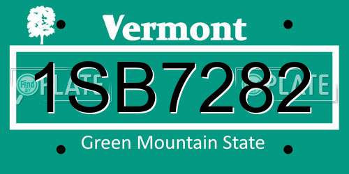 1SB7282 Vermont License Plate