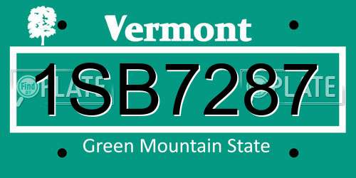 1SB7287 Vermont License Plate