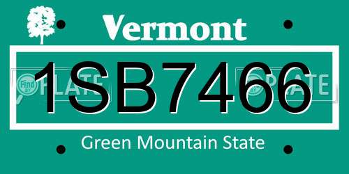1SB7466 Vermont License Plate