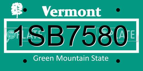 1SB7580 Vermont License Plate