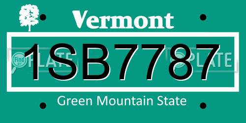 1SB7787 Vermont License Plate