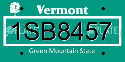 1SB8457 Vermont License Plate