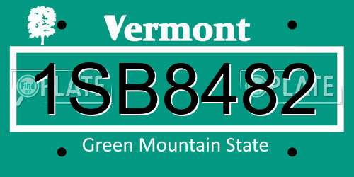 1SB8482 Vermont License Plate