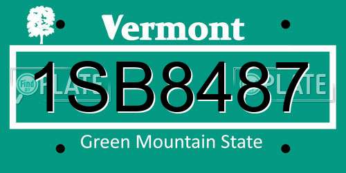 1SB8487 Vermont License Plate