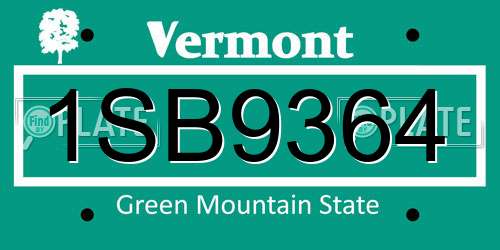 1SB9364 Vermont License Plate