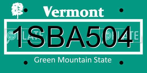 1SBA504 Vermont License Plate