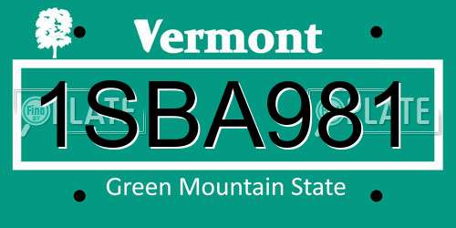 1SBA981 Vermont License Plate