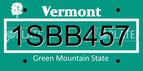 1SBB457 Vermont License Plate