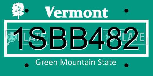 1SBB482 Vermont License Plate