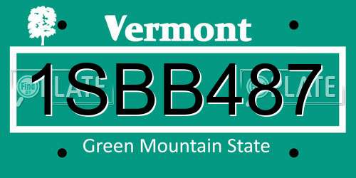 1SBB487 Vermont License Plate
