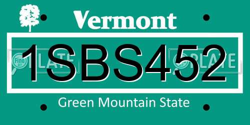 1SBS452 Vermont License Plate